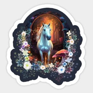 Horse Lover White Horses Magical Forest Sticker